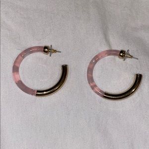 Pink with gold accent hoop earrings